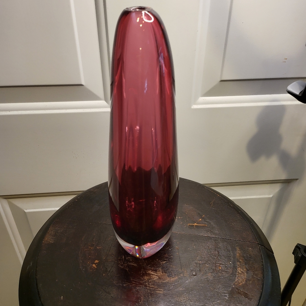 Vintage Murano Sumerso Hand Blown Glass Vase 10 3/4" - Picture 3 of 10